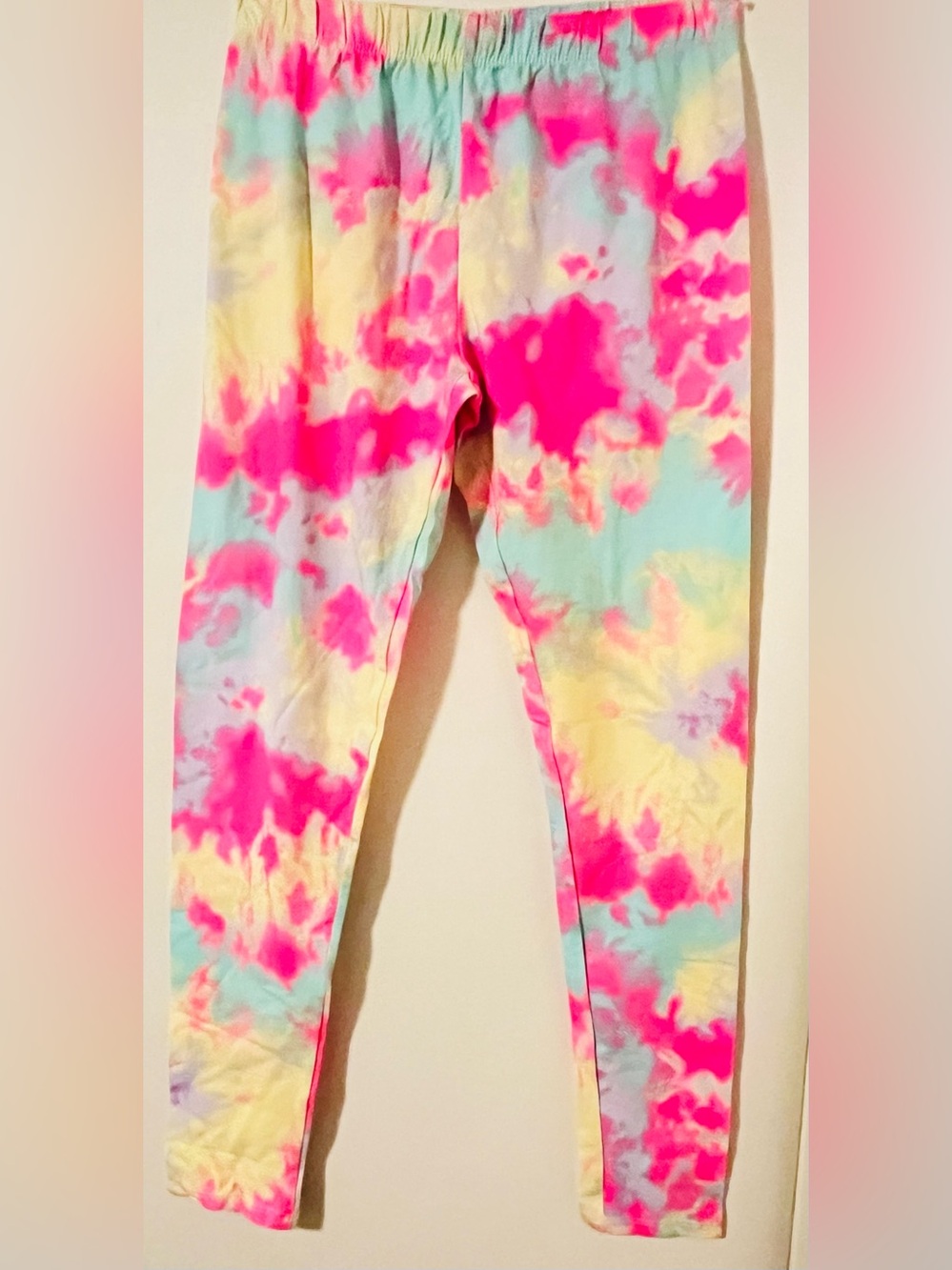 No Boundaries Women’s Multicolor Blue Paint Tie-Dye Stretch Leggings Size M(7/9)